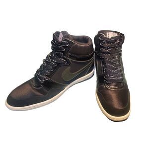Nike Force Dunk Sky Hi Hidden Wedge Heel Sneakers Shoes Black 629746-001  Size